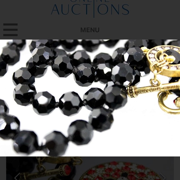 Heidi Daus Black Beaded Necklace with Red and Gold Pendant - Picture 7 of 8